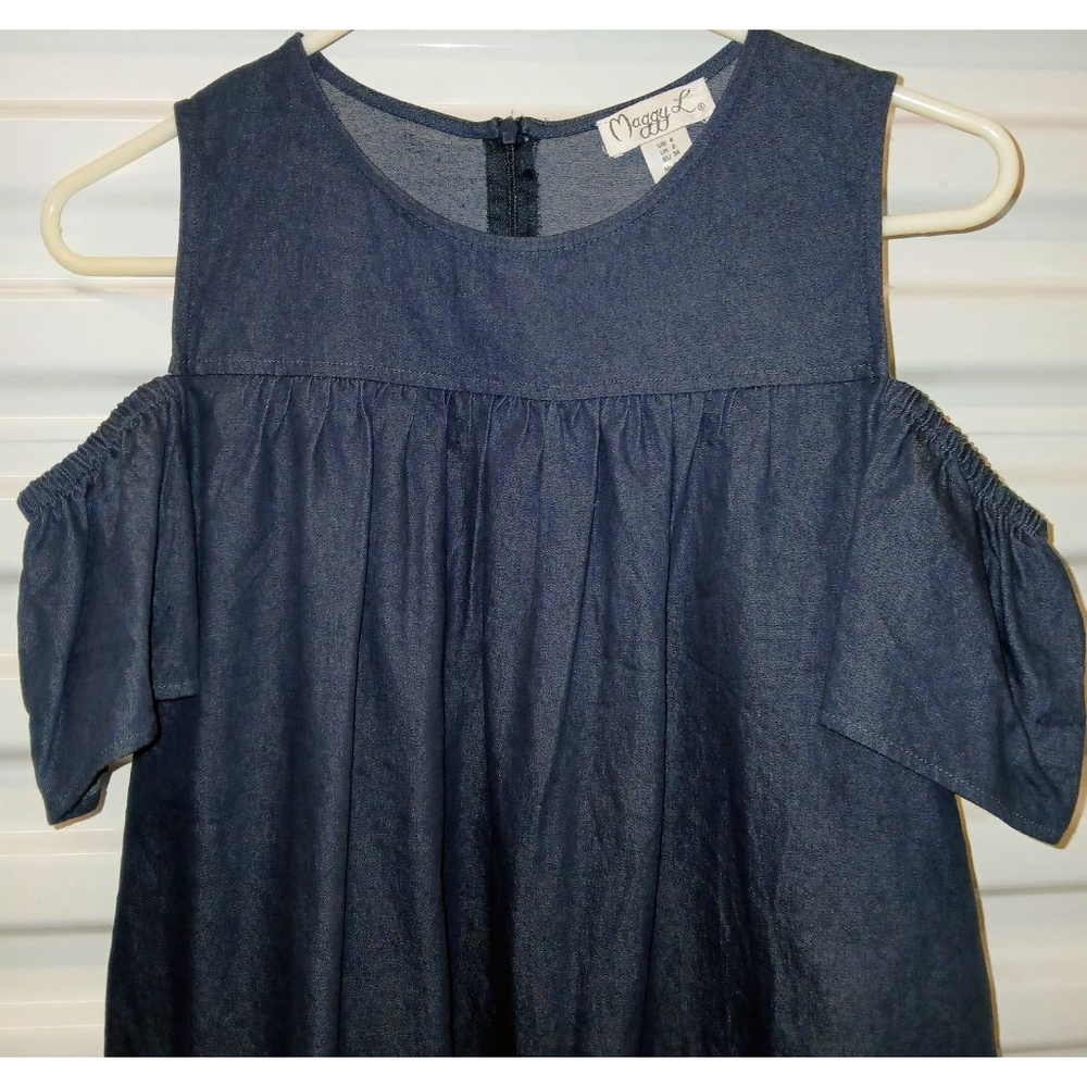 Women's Maggy L Blue Cold Shoulder Denim Dress Size 4 - Picture 2 of 8